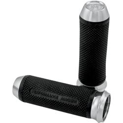 Picture of Performance Machine 0063-2027-CH Performance Machine Chrome Elite Renthal-Wrapped Grip Set