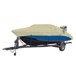 Picture of Classic Accessories 20-086-112401-00 Classic Accessories Dryguard Waterproof Boat Cover, Fits Boats 17' - 19' L X 102" W, Trailerable Boat Cover With Bow, Windshield And Stern Reinforcement Panels, Model D