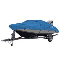 Picture of Classic Accessories 20-145-080501-00 Stellex All Seasons Boat Cover, Fits Boats 14' 16' L X 75" W, Trailerable Boat Cover With Polyester Fade-Resistant Fabric, Model A