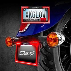 Picture of XK Glow XK034018-W Motorcycle LED License Plate Frame with Running Turn and Brake, white