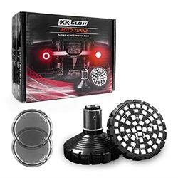 Picture of XK Glow XK1157B-RR-S Bullet Style MotoTurnz Motorcycle Rear LED Turn Signal Bulbs 1157 Red with Smoked Lenses for Harley Indian